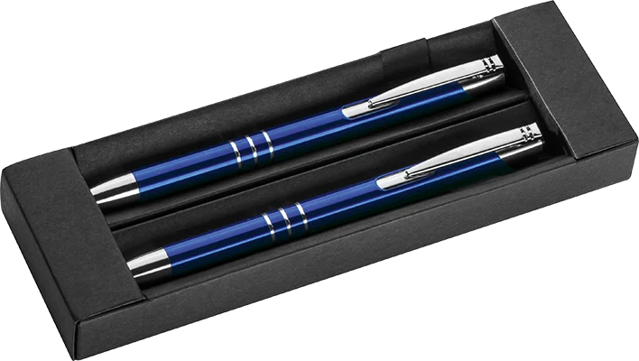 Metal pen and pencil set - Blue