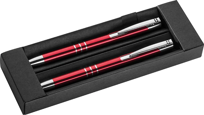 Metal pen and pencil set - Red