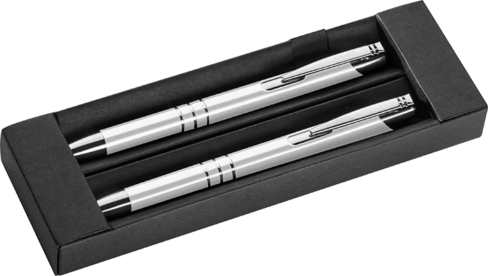 Metal pen and pencil set - White