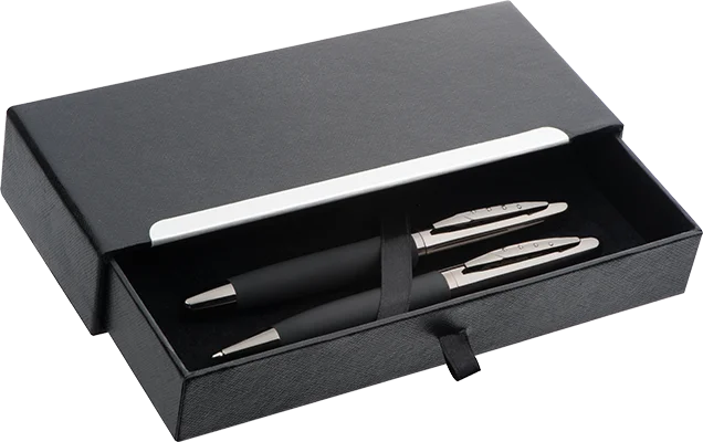 Metal writing set with fountain pen - Black