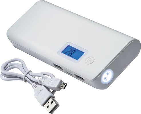 10,000 mAh power bank with digital display - White