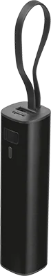 5000 mAh aluminium power bank with built-in USB-C cable - Black