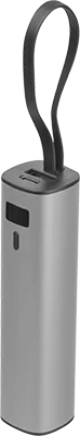 5000 mAh aluminium power bank with built-in USB-C cable - Grey
