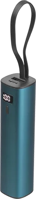 5000 mAh aluminium power bank with built-in USB-C cable - Turquoise