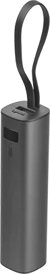 5000 mAh aluminium power bank with built-in USB-C cable - Dark Grey