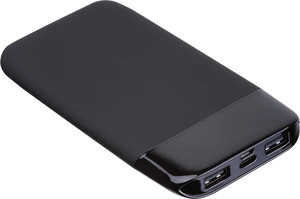 8000 mAh power bank with light-up logo - Black