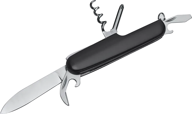 7-teiliges Taschenmesser aus Metall - Schwarz