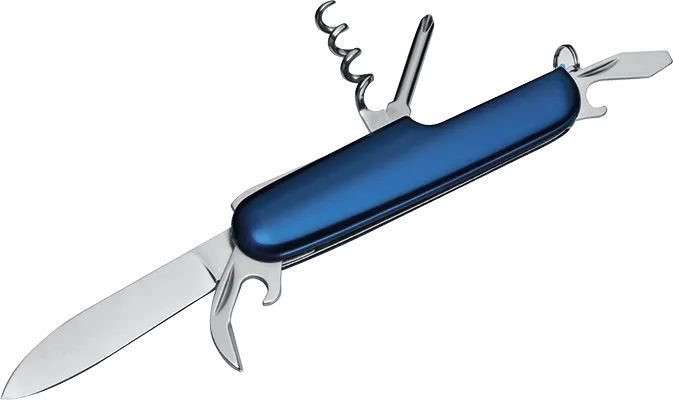 7-teiliges Taschenmesser aus Metall - Blau