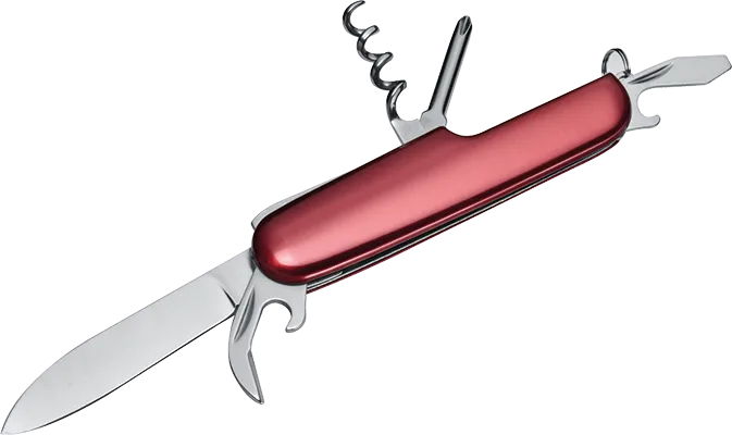 7-teiliges Taschenmesser aus Metall - Rot