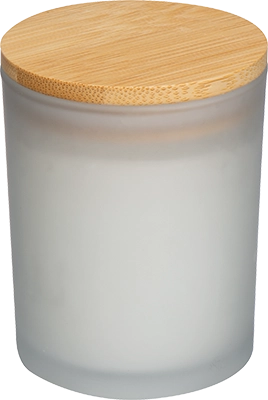Candle in matte glass with bamboo lid - Transparent