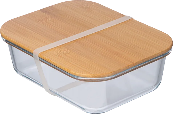 1000 ml glass lunch box with bamboo lid - Transparent