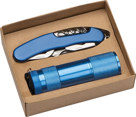 Torch and pocket knife set - Blue