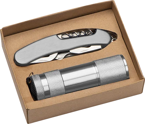 Torch and pocket knife set - Grey