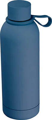 500 ml rubberised thermos with loop - Navy Bule