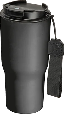 550 ml steel thermo mug with carry strap - Black