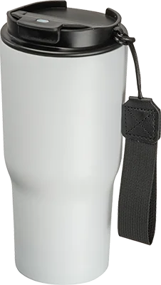 550 ml steel thermo mug with carry strap - White