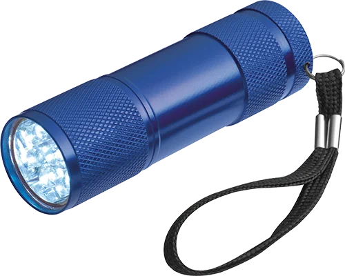 9 LED aluminium torch with wrist strap - Blue
