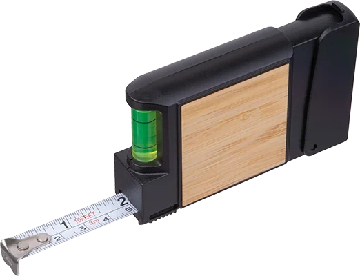 3 m tape measure with spirit level - Black
